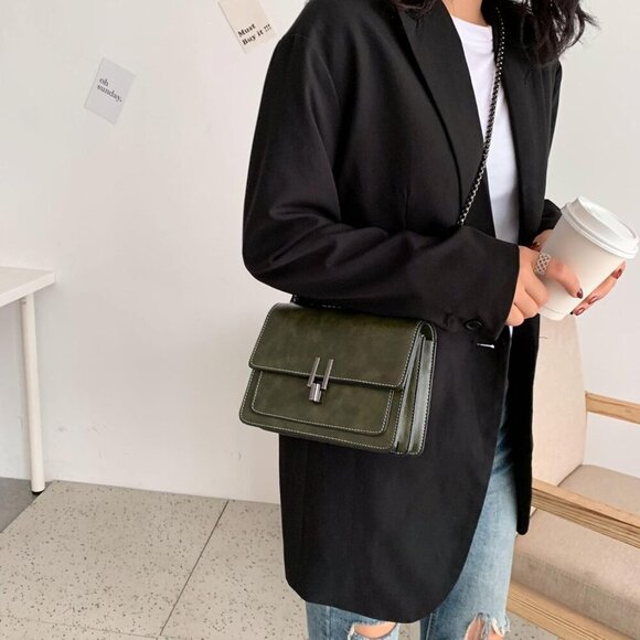 🆕Women Green Leather Crossbody Bag Small Shoulder Purse Satchel Evening Chain - Picture 2 of 9